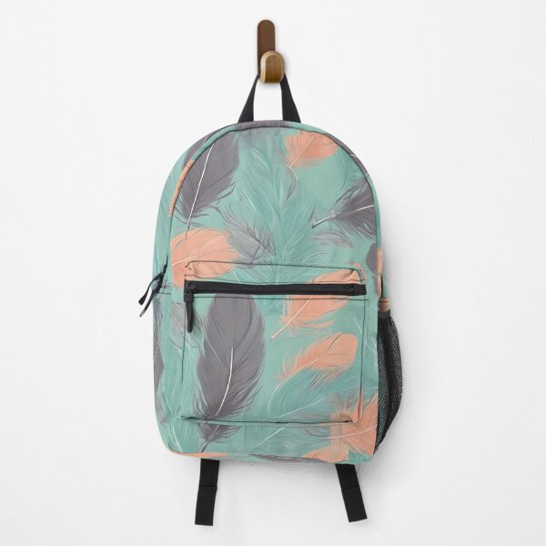 Item preview, GRAY, PEACH AND GREEN FEATHERS ON A GREEN BACKGROUND designed and sold by Ciervo Primavera.