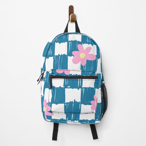 Item preview, Cute dark blue checker board pattern with flowers designed and sold by Michaela Cernejova.