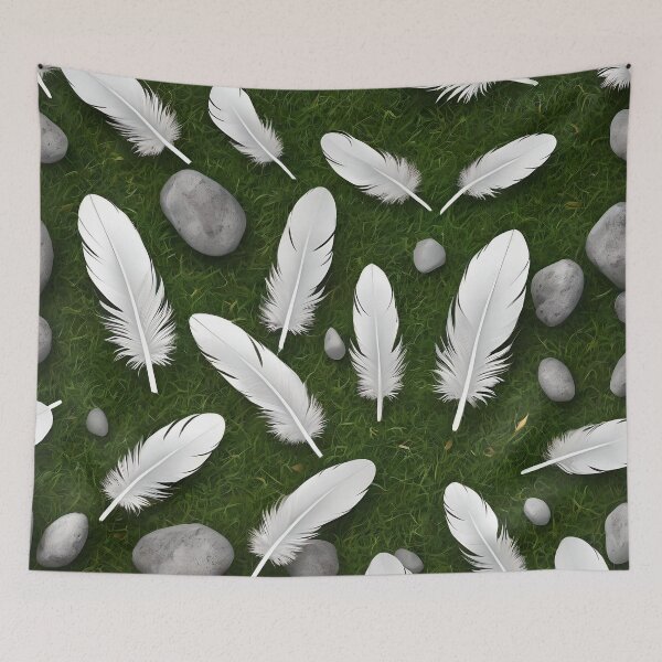 Item preview, WHITE FEATHERS AMONG STONES AND GRASS. designed and sold by Ciervo Primavera.