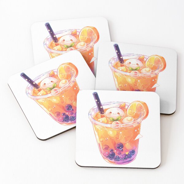 Item preview, White Mochi Orange Bubble Tea Galaxy Drink designed and sold by FigmaCreations.
