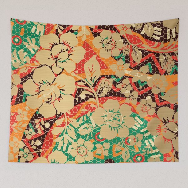 Item preview, AFRICAN PRINT IN LACEY GOLD FLORAL OVERLAY designed and sold by wildwhimsical.