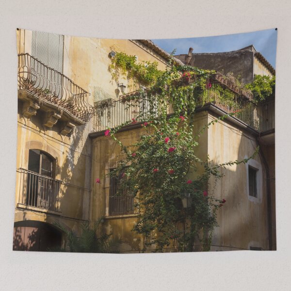 Item preview, Colourful Flowering Courtyard - Italian Allure in Catania Sicily designed and sold by Georgia Mizuleva.