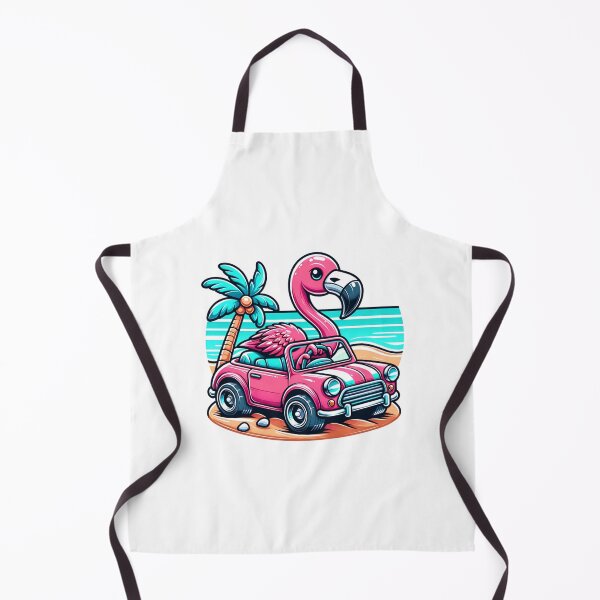Item preview, Flamingo Driving a Car on the Beach designed and sold by PassionforLove.
