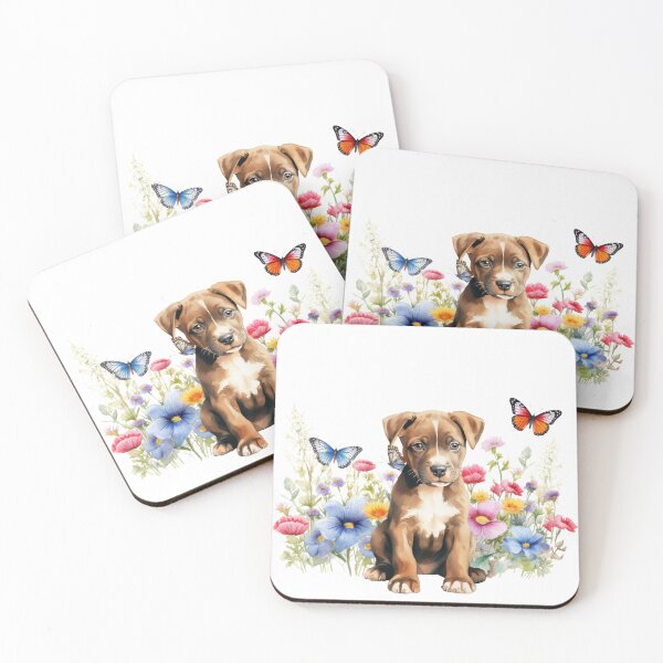 Item preview, American Staffordshire Terrier Puppy With Spring Flowers designed and sold by TheAnimalZ00.
