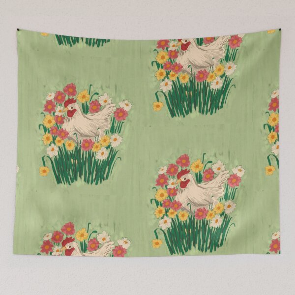 Item preview, Hen In Flower Field - Illustration designed and sold by Pilar Bidó.