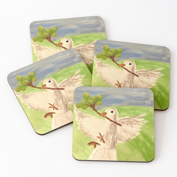Item preview, Flying dove with olive branch acrylic painting designed and sold by Aroeldesigns.