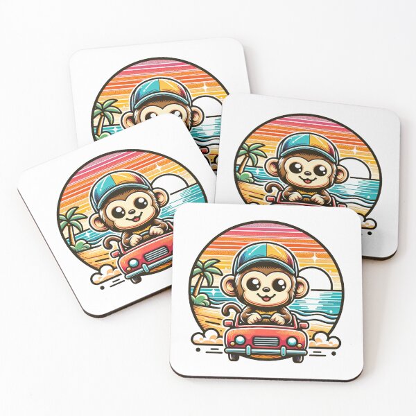 Item preview, Monkey Driving a Car on the Beach designed and sold by PassionforLove.
