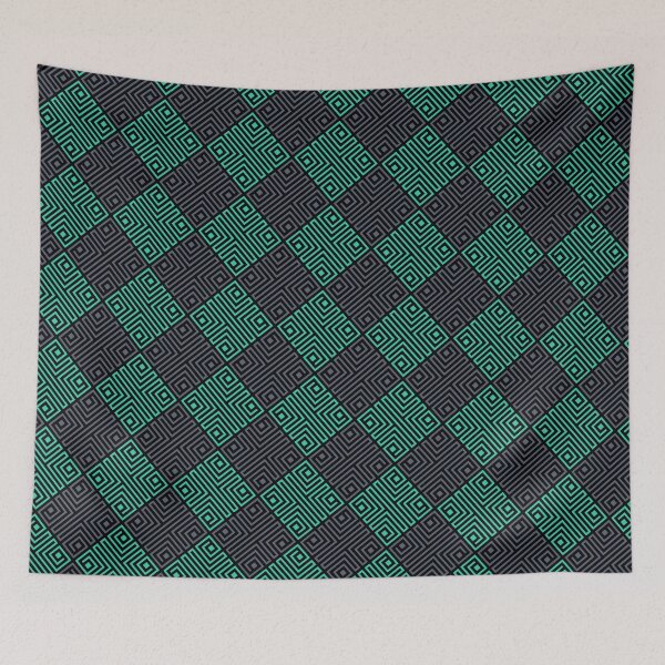 Item preview, Grey & Teal Tribal Square Repeating Continuous Absolute Diagrams designed and sold by Alchemy-A-La-G.