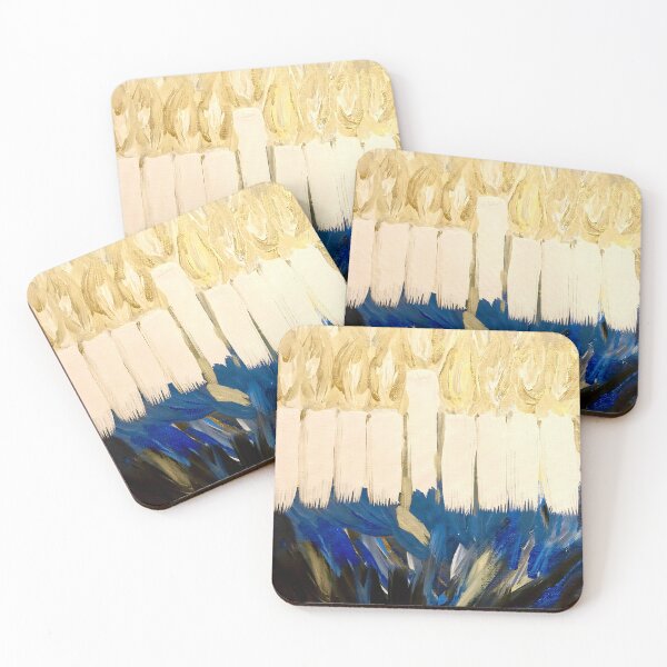 Item preview, Abstract menorah acrylic painting designed and sold by Aroeldesigns.