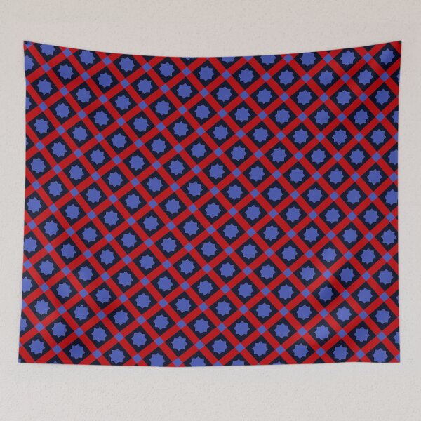 Item preview, Blue & Red Octagram Star Tile Squared Absolute Diagrams designed and sold by Alchemy-A-La-G.