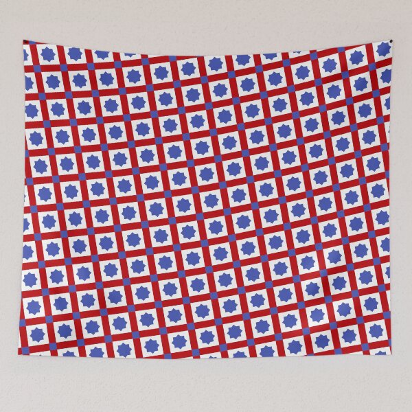 Item preview, Blue & Red Octagram Star Tile Squared Absolute Diagrams designed and sold by Alchemy-A-La-G.