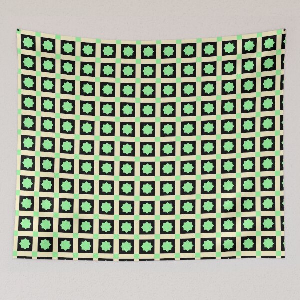 Item preview, Yellow & Green Octagram Star Tile Squared Absolute Diagrams designed and sold by Alchemy-A-La-G.