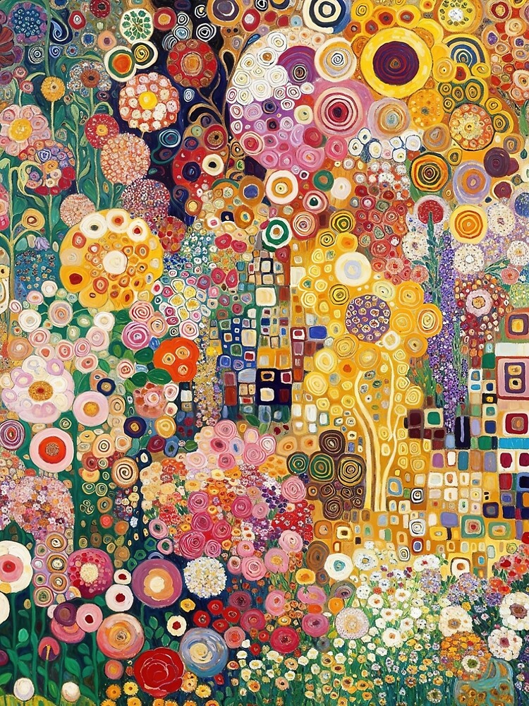 Thumbnail 4 of 4, A-Line Dress, Gustav Klimt Flowers designed and sold by maniacfitness.