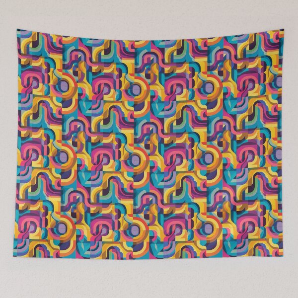 Item preview, Retro Rhythms: Vibrant Geometric Waves designed and sold by Chreggie.