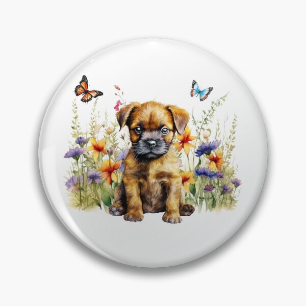 Item preview, Border Terrier Puppy With Spring Flowers designed and sold by TheAnimalZ00.
