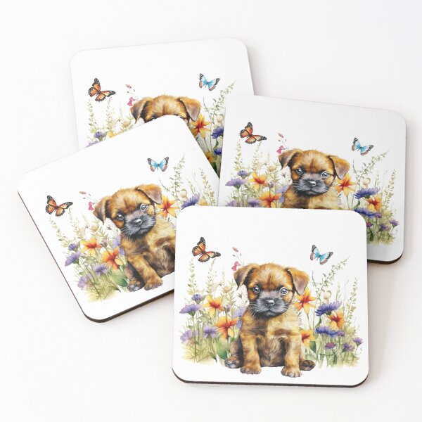 Item preview, Border Terrier Puppy With Spring Flowers designed and sold by TheAnimalZ00.