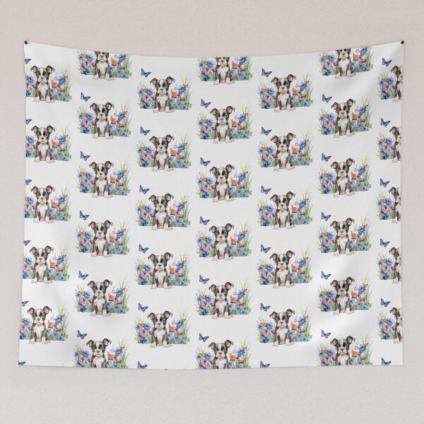 Item preview, Boston Terrier Puppy With Spring Flowers designed and sold by TheAnimalZ00.