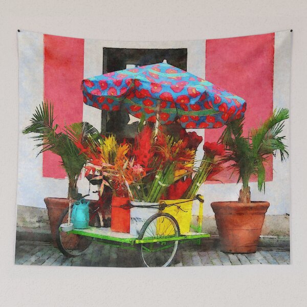 Item preview, San Juan, Puerto Rico - Flower Cart  designed and sold by Susan Savad.