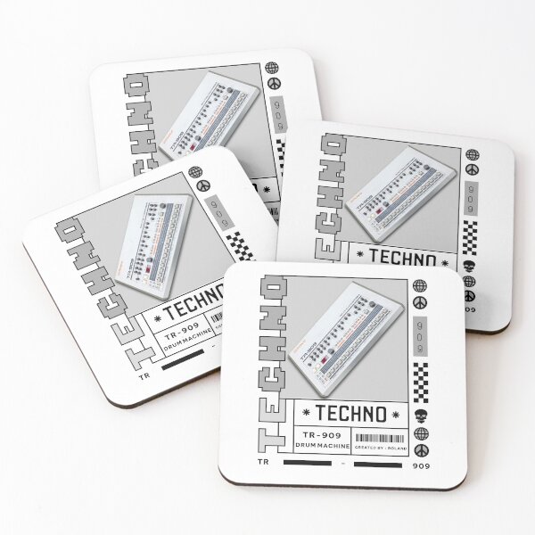Item preview, TECHNO  - TR 909 Drum Machine (White/Grey) designed and sold by Discothreadz.