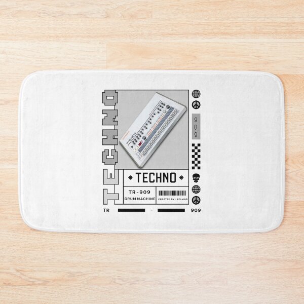 Item preview, TECHNO  - TR 909 Drum Machine (White/Grey) designed and sold by Discothreadz.