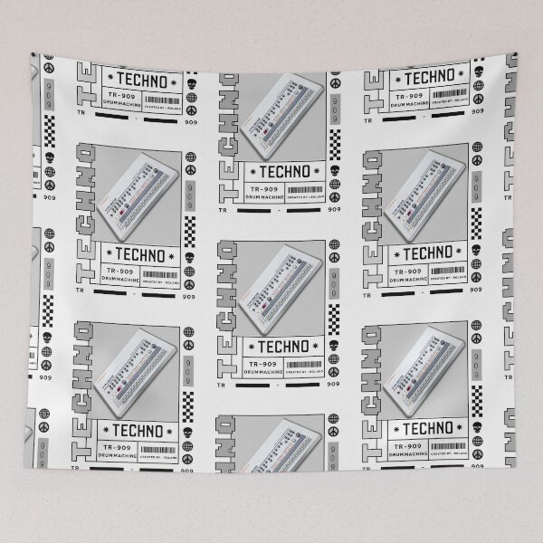 Item preview, TECHNO  - TR 909 Drum Machine (White/Grey) designed and sold by Discothreadz.