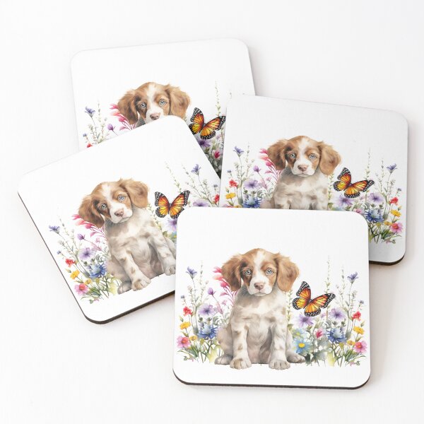 Item preview, Brittany Spaniel Puppy Spring Flowers designed and sold by TheAnimalZ00.