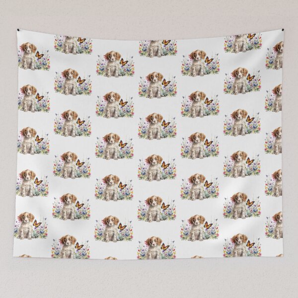 Item preview, Brittany Spaniel Puppy Spring Flowers designed and sold by TheAnimalZ00.