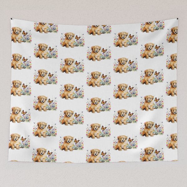 Item preview, Catalan Sheepdog Puppy Spring Flowers designed and sold by TheAnimalZ00.