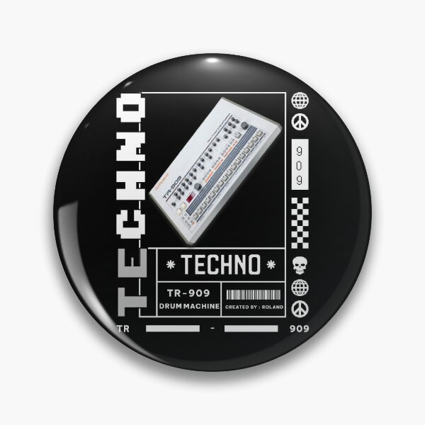 Item preview, TECHNO  - TR 909 Drum Machine (Black)  designed and sold by Discothreadz.