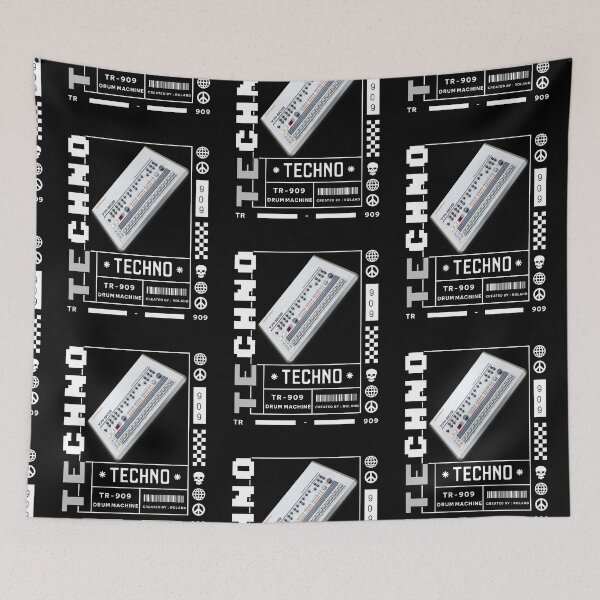 Item preview, TECHNO  - TR 909 Drum Machine (Black)  designed and sold by Discothreadz.