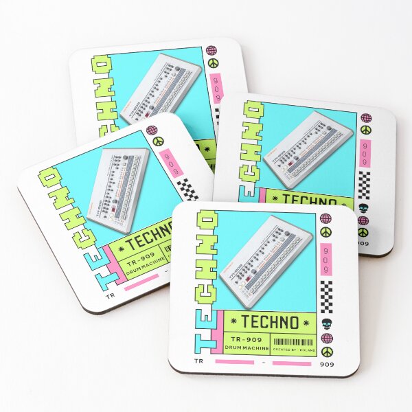 Item preview, TECHNO  - TR 909 Drum Machine (black/lime/pink)  designed and sold by Discothreadz.