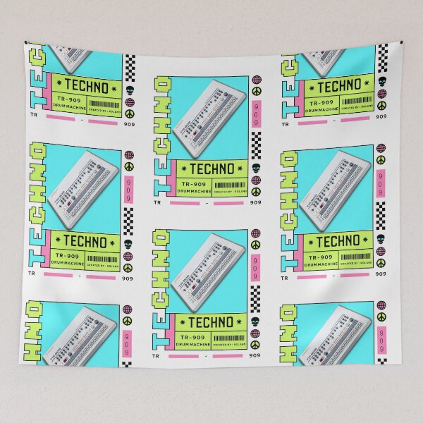 Item preview, TECHNO  - TR 909 Drum Machine (black/lime/pink)  designed and sold by Discothreadz.