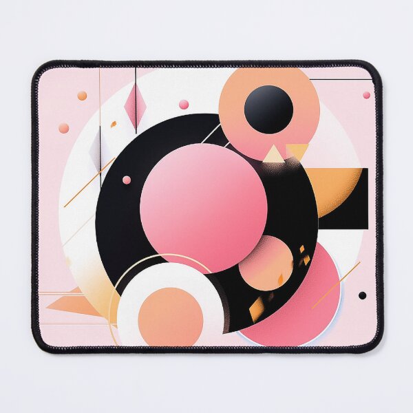 Item preview, Art Deco Meets Bauhaus: Pink & Yellow Abstract Spheres with Black Lines designed and sold by PaintbrushPlace.