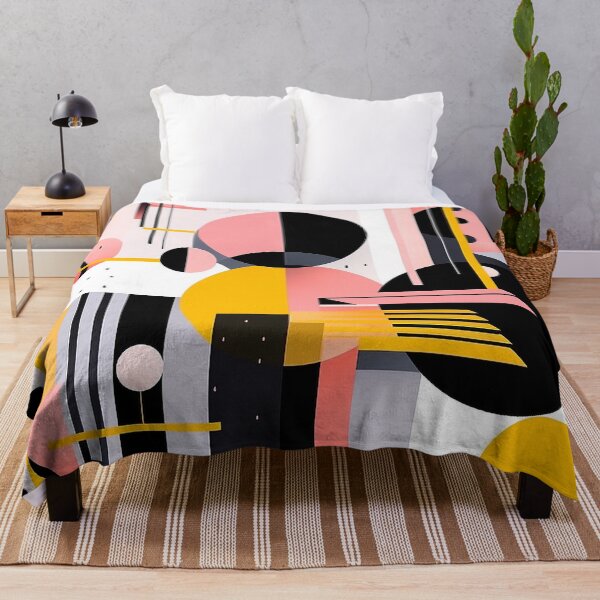 Item preview, Abstract Elegance: Pink & Yellow Spheres with Bauhaus Black Lines designed and sold by PaintbrushPlace.