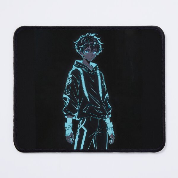 Item preview, Young Boy Neon Cyan Outline Anime designed and sold by Vishnu Rajbhar.