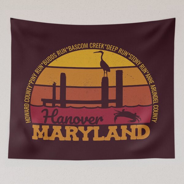 Item preview, Hanover Maryland Sunset Retro Vintage Local Pride Logo designed and sold by CRHPOD20.