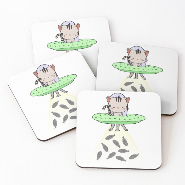 Item preview, Funny tabby cat is in a spaceship abducting food designed and sold by Pet Station.
