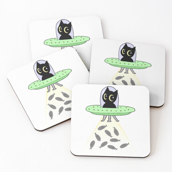 Item preview, Funny black cat is in a spaceship abducting food designed and sold by Pet Station.