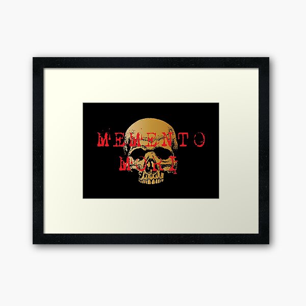 Artikel-Vorschau von Memento Mori V (Bronze) – lateinischer Satz über die Sterblichkeit des Todes – gotischer ästhetischer Schädel, designt und verkauft von WIZECROW.