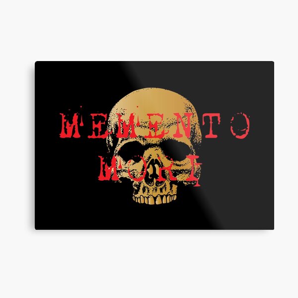 Artikel-Vorschau von Memento Mori V (Bronze) – lateinischer Satz über die Sterblichkeit des Todes – gotischer ästhetischer Schädel, designt und verkauft von WIZECROW.