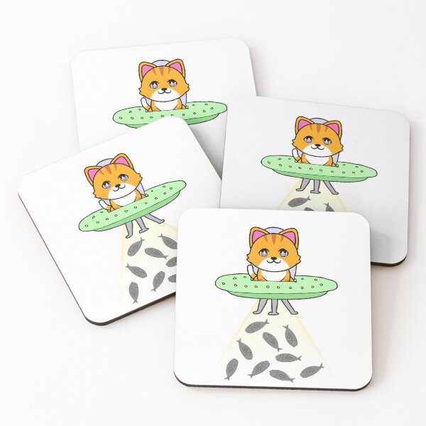 Item preview, Funny orange cat is in a spaceship abducting food designed and sold by Pet Station.