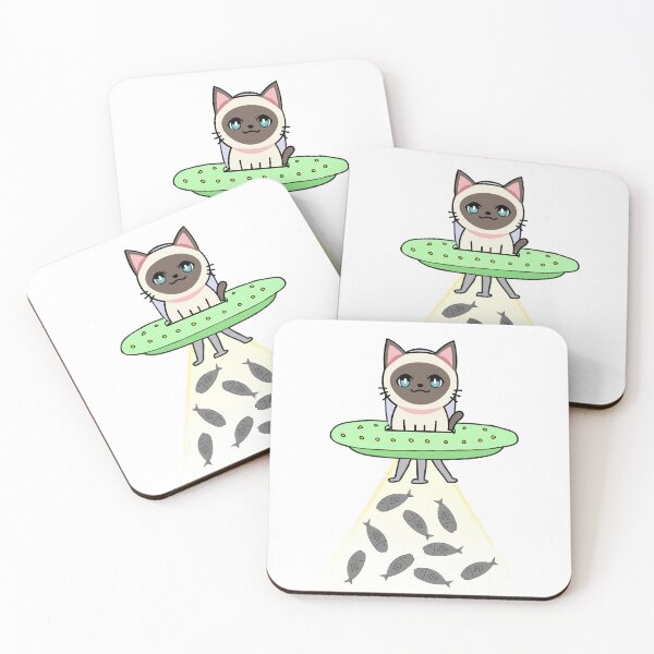 Item preview, Funny siamese cat is in a spaceship abducting food designed and sold by Pet Station.