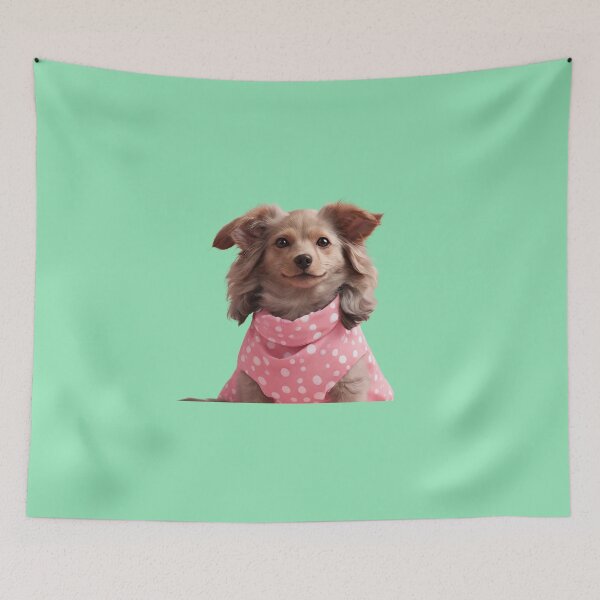 Item preview, a lovely dog in pink polka dot designed and sold by suradada.