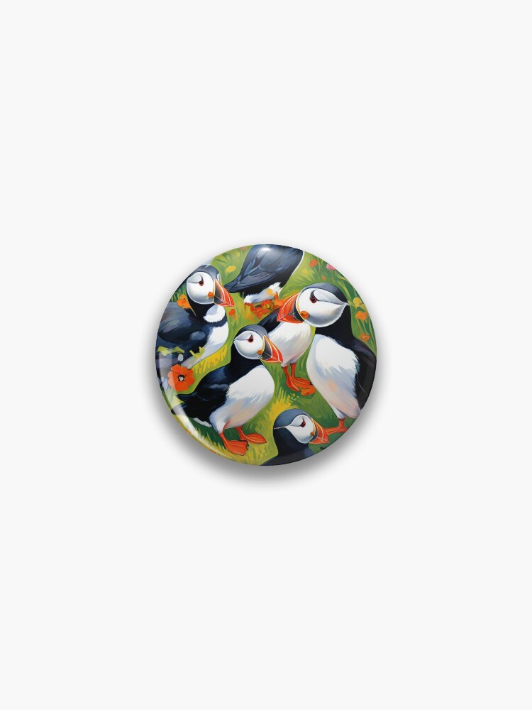 Thumbnail 1 of 3, Pin, PUFFINS designed and sold by PIGCASSOSAIART.
