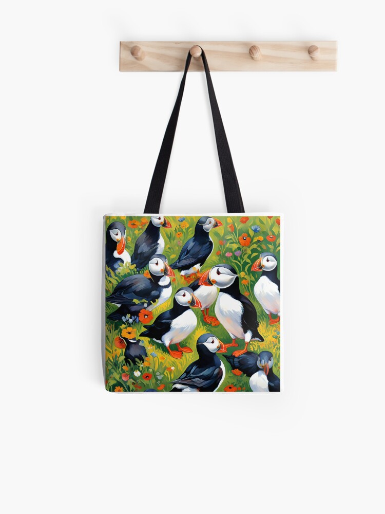 Thumbnail 1 of 2, Tote Bag, PUFFINS designed and sold by PIGCASSOSAIART.
