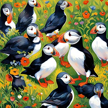 Artwork thumbnail, PUFFINS  by PIGCASSOSAIART