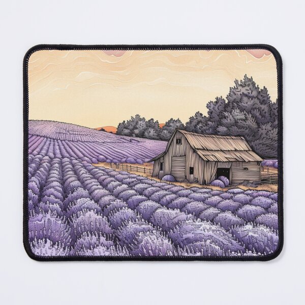 Item preview, Lavender Fields & Barn Illustration: Intricate Pen Style designed and sold by PaintbrushPlace.