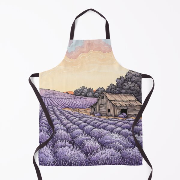 Item preview, Lavender Fields & Barn Illustration: Intricate Pen Style designed and sold by PaintbrushPlace.