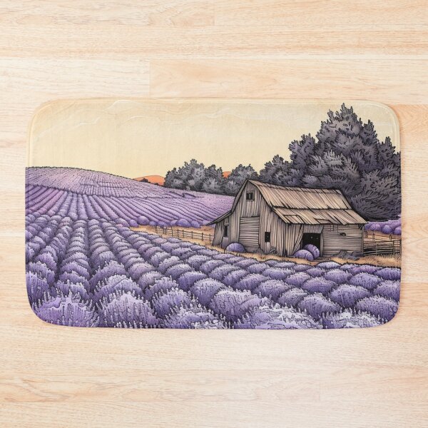 Item preview, Lavender Fields & Barn Illustration: Intricate Pen Style designed and sold by PaintbrushPlace.