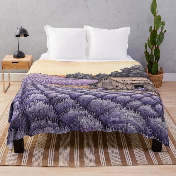 Item preview, Lavender Fields & Barn Illustration: Intricate Pen Style designed and sold by PaintbrushPlace.